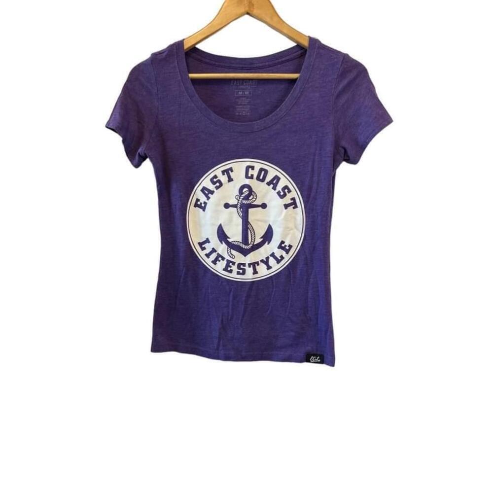 EAST COAST LIFESTYLE Purple Graphic Short Sleeve Scoop Neck Tee Shirt M
